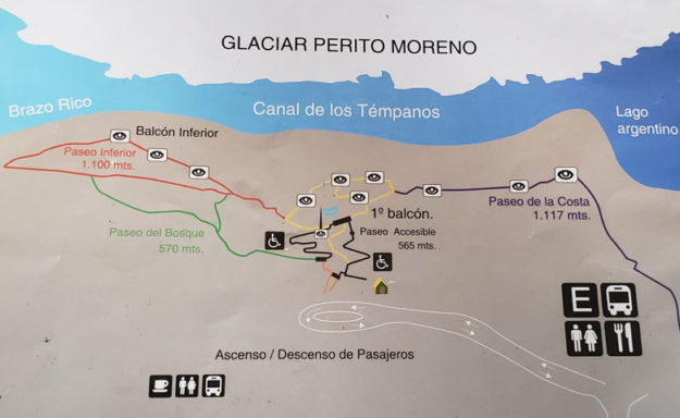 mapa trilhas glaciar perito moreno